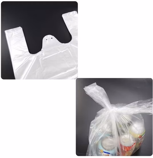 슈퍼마켓을 위한 간단한 흰색 HDPE 티셔츠 쇼핑백